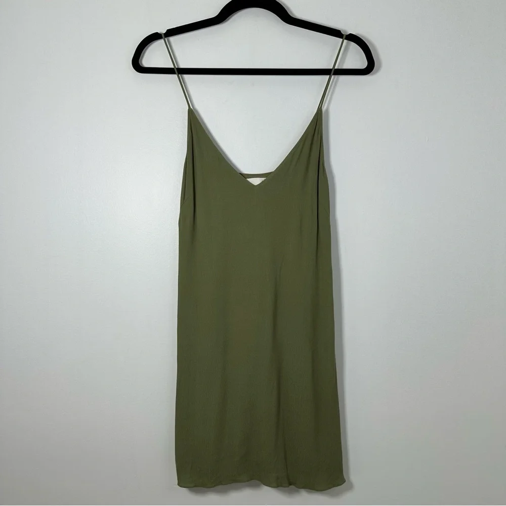 Aritzia Wilfred Free Olive Green Strappy Mini Shift Dress Size XS - Picture 1 of 6